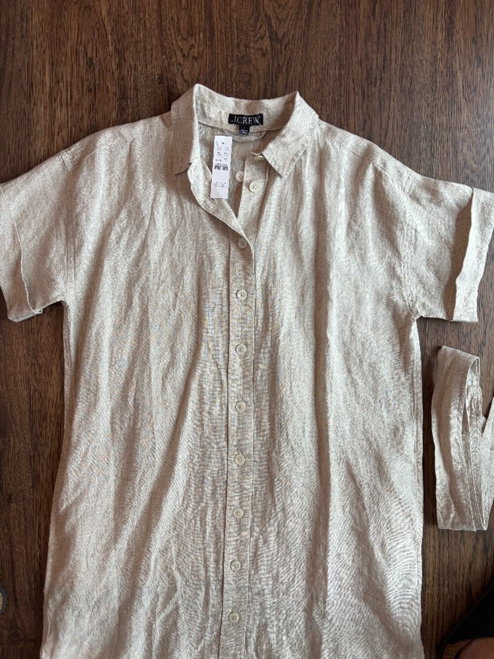 NWT J Crew linen shirt dress S khaki - Picture 2 of 7